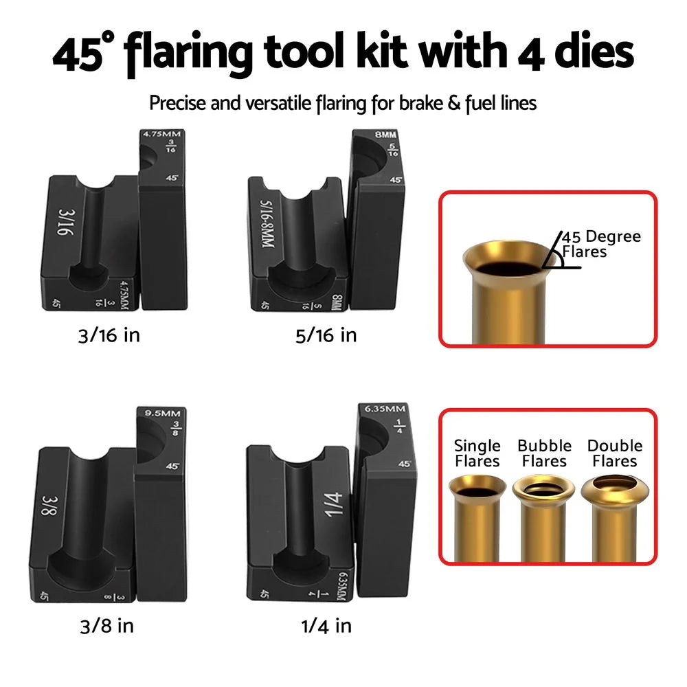 Brake line flaring with colour matched pieces and support fittings