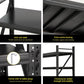 Black 8m garage shelving warehouse with tabletop context and item shape