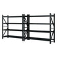 Black 8m garage shelving warehouse with colour and construction cues