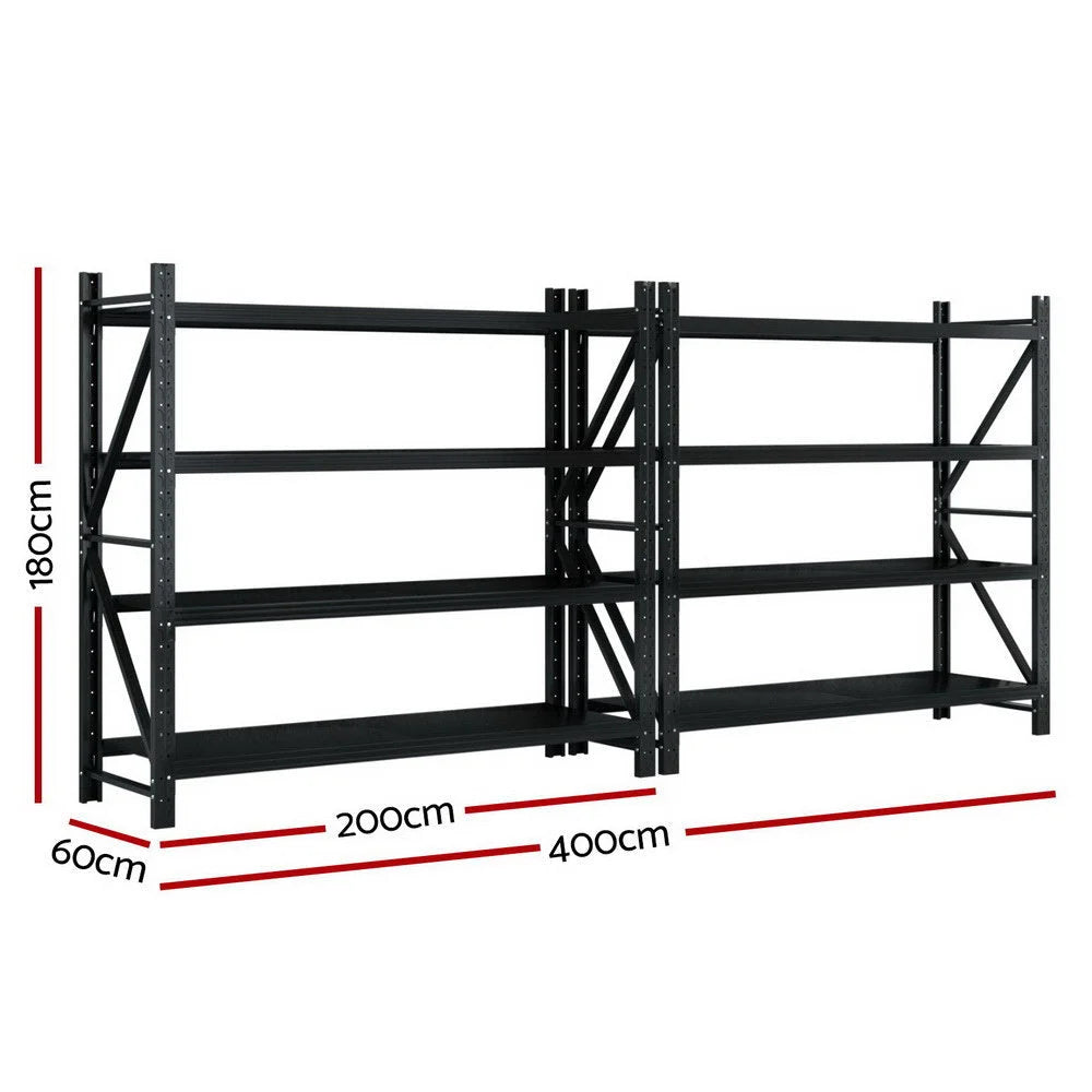 Giantz 4Mx1.8M Garage Shelving Warehouse Rack Black - Tools