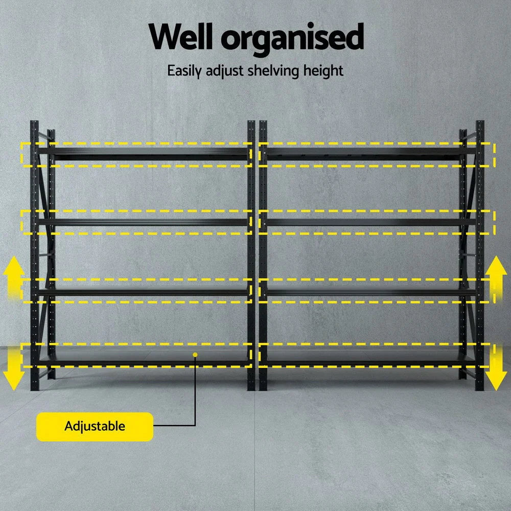 Giantz 4Mx2.4M Garage Shelving Warehouse Rack Black - Tools