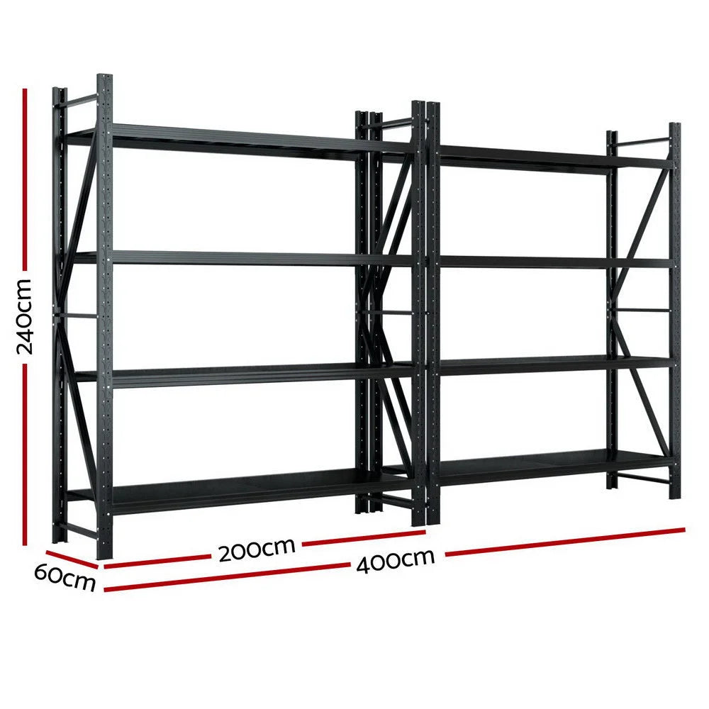 Giantz 4Mx2.4M Garage Shelving Warehouse Rack Black - Tools