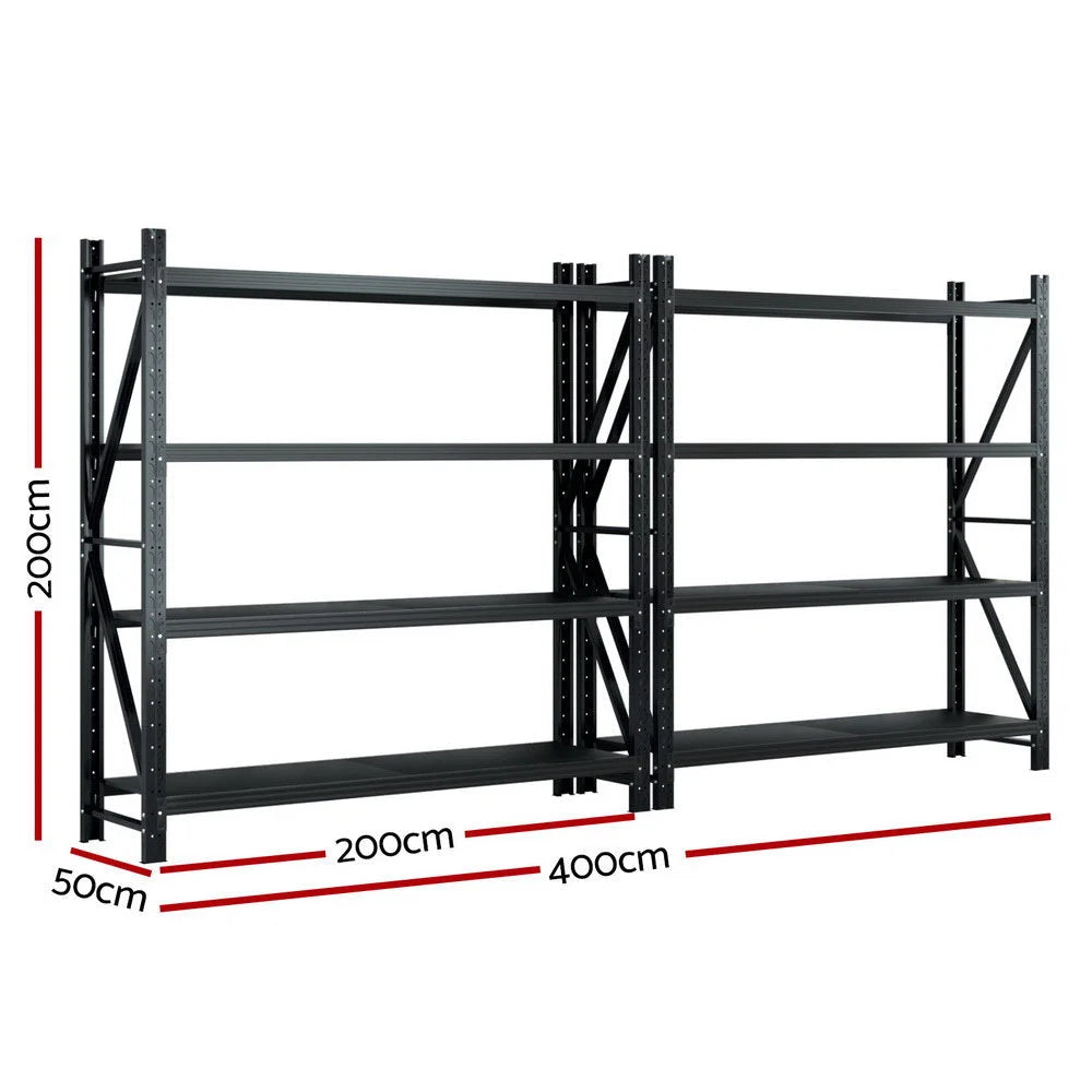 Giantz 4Mx2M Garage Shelving Warehouse Rack Black - Tools >