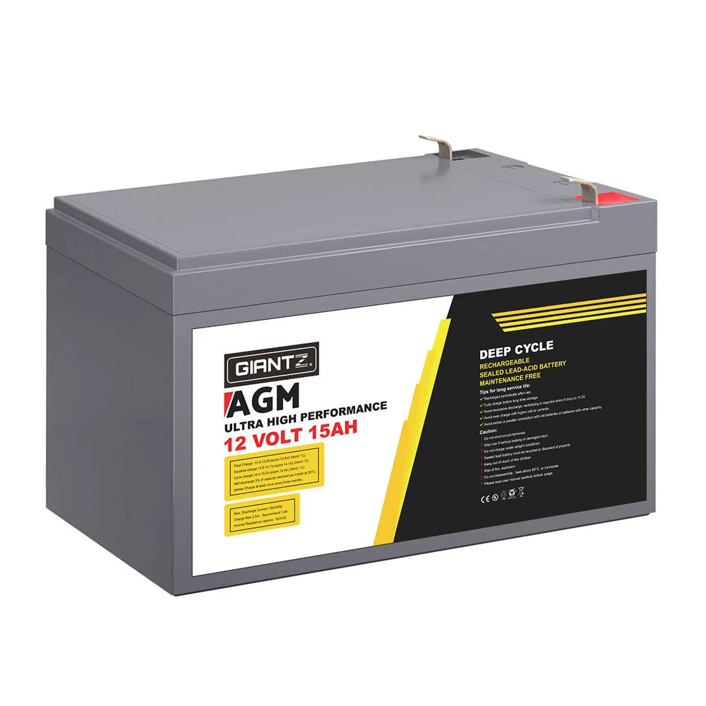 Giantz AGM Battery 12V 15Ah Deep Cycle Box Portable Solar