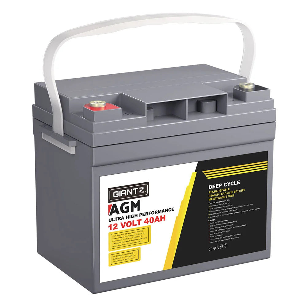 Giantz AGM Battery 12V 40Ah Deep Cycle Box Portable Solar