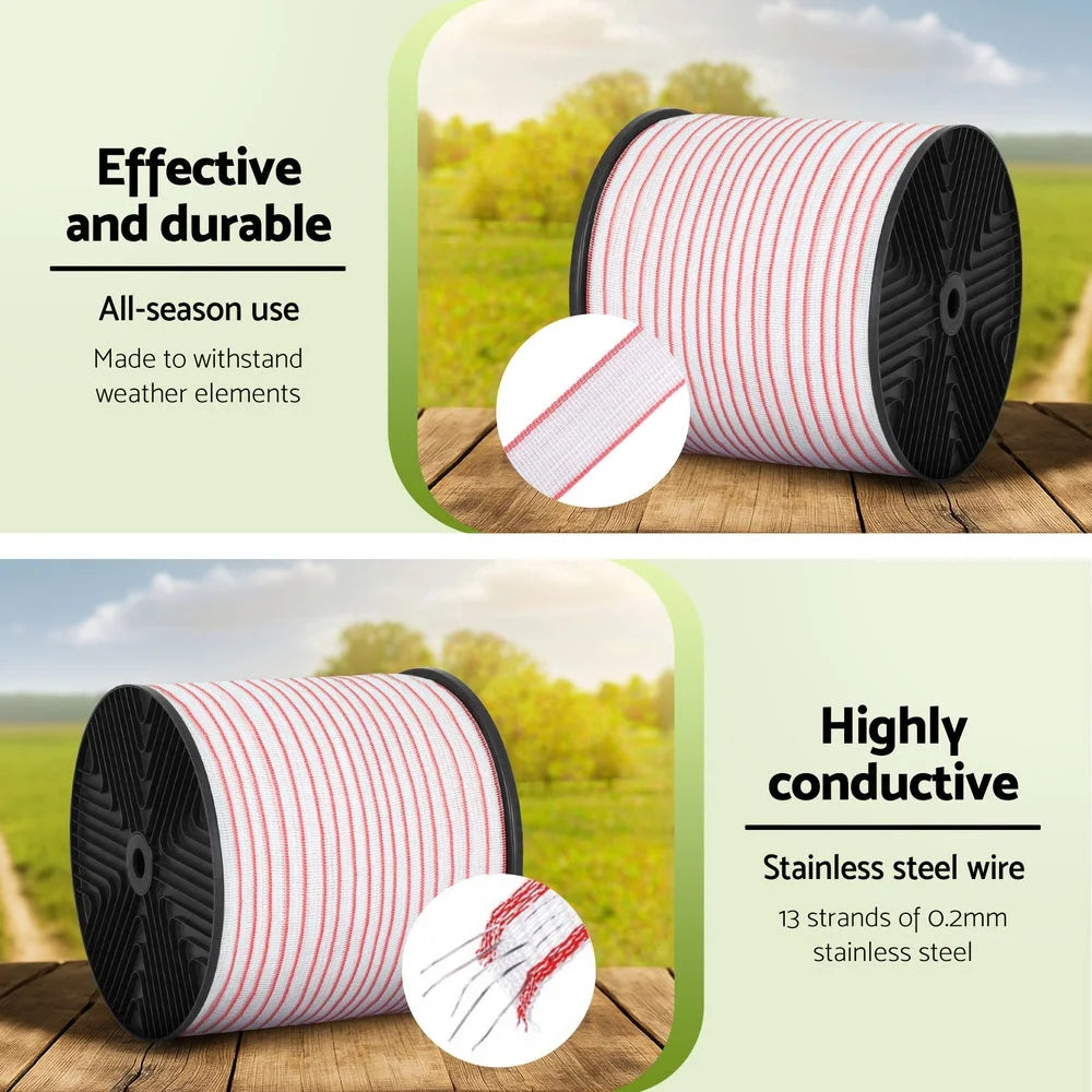 Giantz Electric Fence Tape Polytape 400M Electric Fence