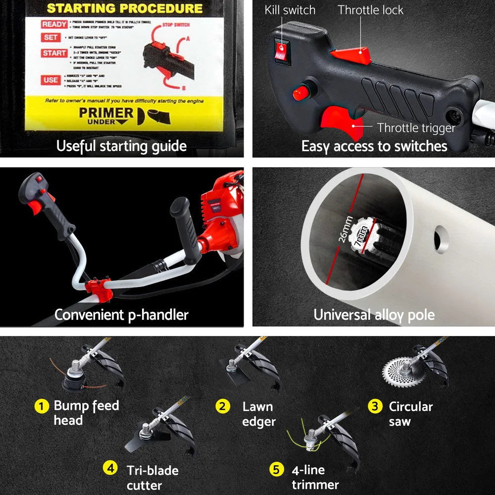 Giantz Pole Chainsaw 5in1 Petrol Circular Saw Hedge Trimmer