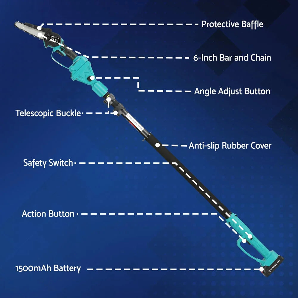 Giantz Telescopic Pole Chainsaw 6 Inch Cordless Tree