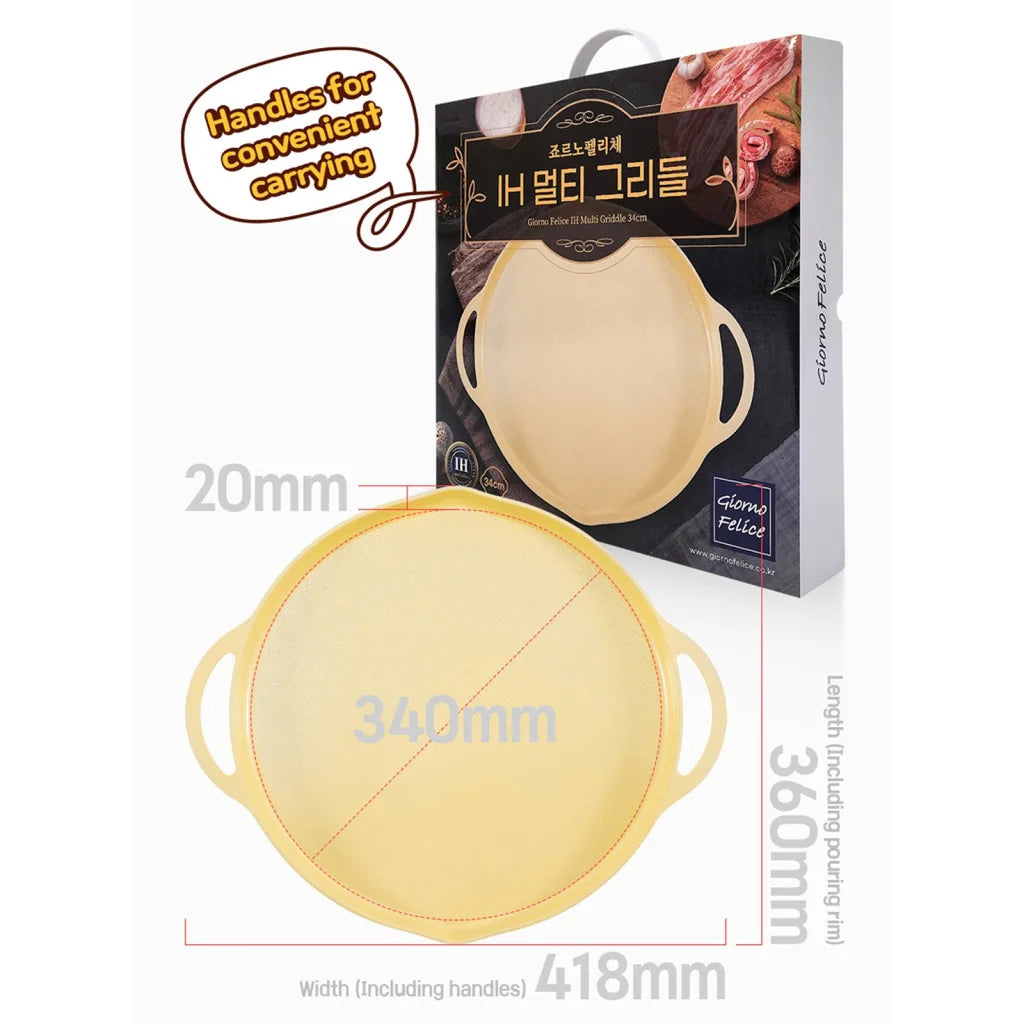 Giorno Felice IH Griddle Pan 34cm Round Ceramic Non-Stick