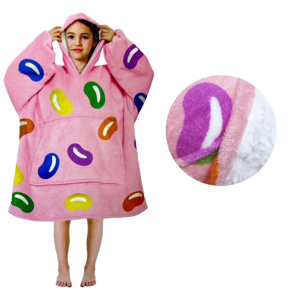 Girls Comfy Warm Blanket Hoodie with Sherpa Fleece Reverse