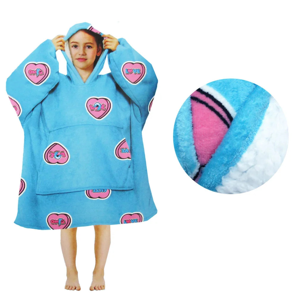Girls Comfy Warm Blanket Hoodie with Sherpa Fleece Reverse