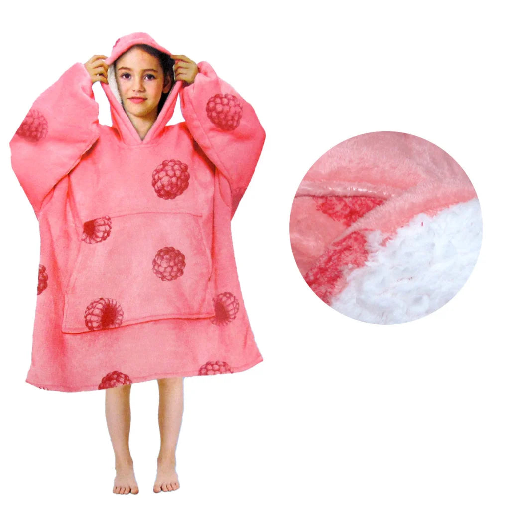 Girls Comfy Warm Blanket Hoodie with Sherpa Fleece Reverse