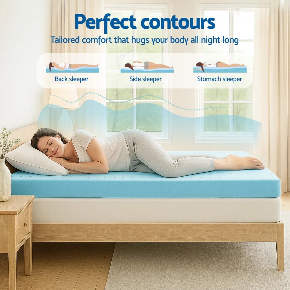 Mattress topper with memory foam ventilated cool gel