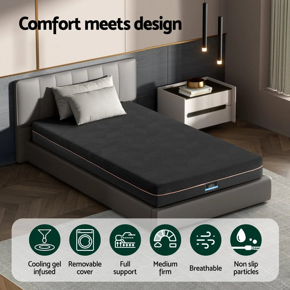 Green foam 18cm mattress with layered cushioning and fabric casing