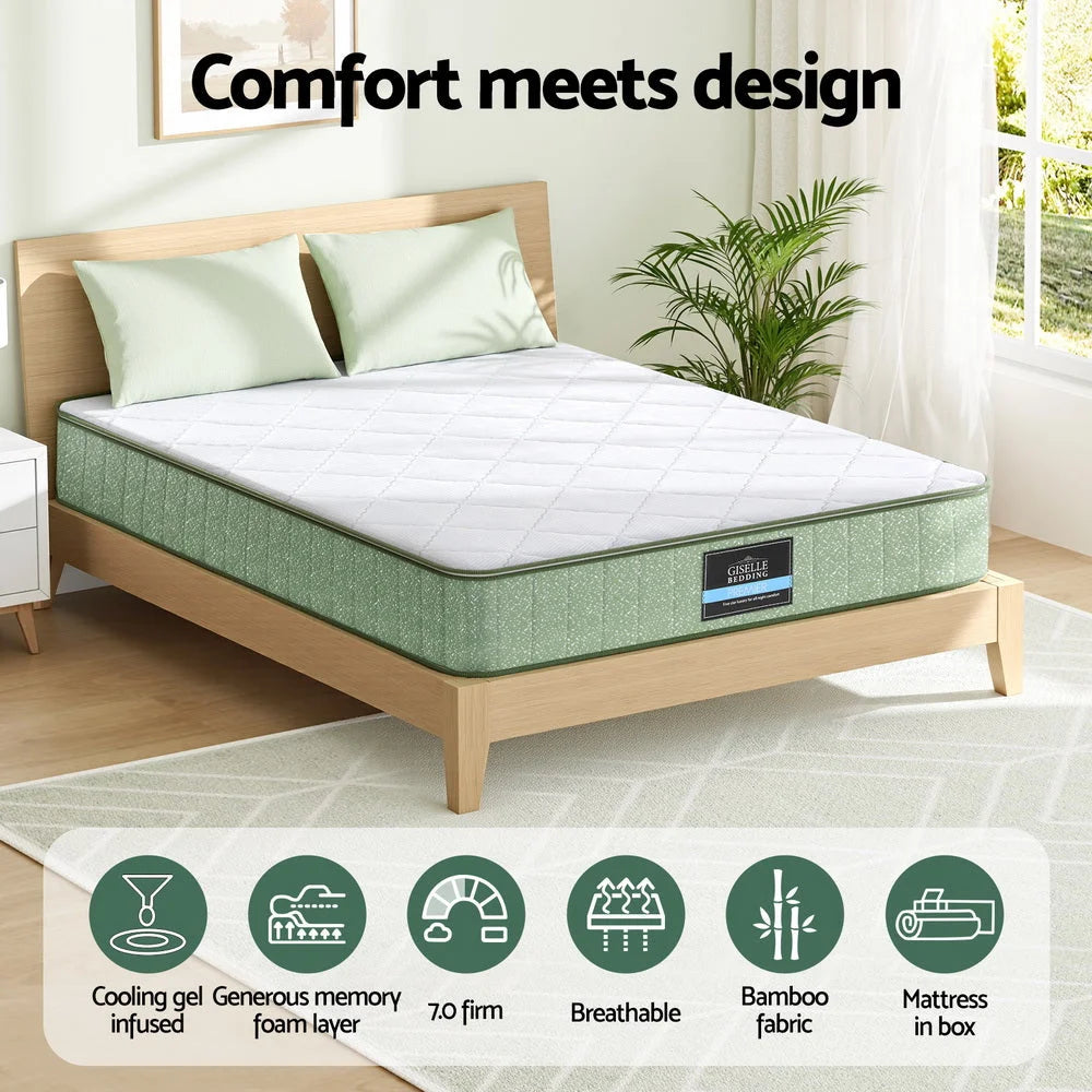 Giselle 25cm Memory Foam Mattress Dual Layer Zipper Cover
