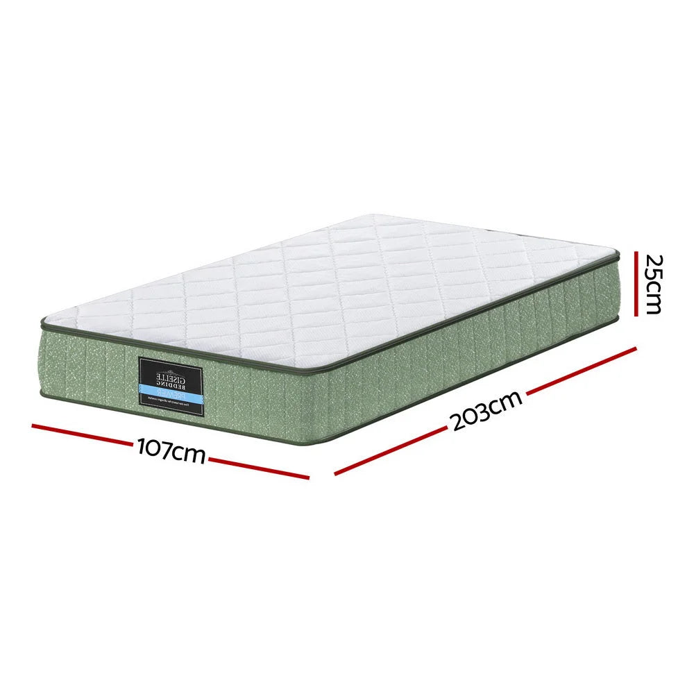 Charcoal foam 25cm mattress with layered cushioning and fabric casing