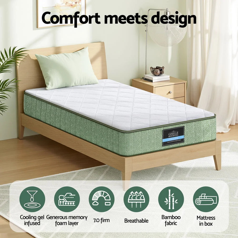 Giselle 25cm Memory Foam Mattress Dual Layer Zipper Cover
