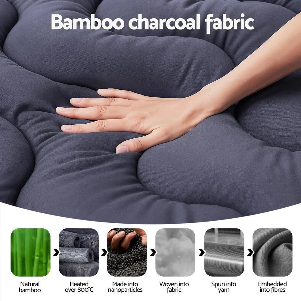 Charcoal bamboo 5cm mattress topper with soft cover for bedroom mattresses