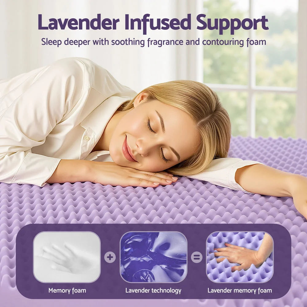 Giselle 5cm Memory Foam Mattress Topper Lavender Infused
