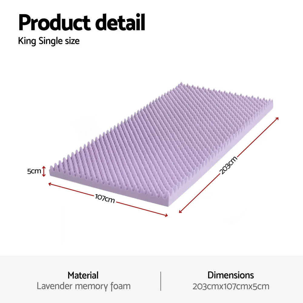 Giselle 5cm Memory Foam Mattress Topper Lavender Infused