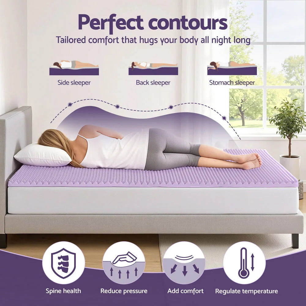 Giselle 5cm Memory Foam Mattress Topper Lavender Infused