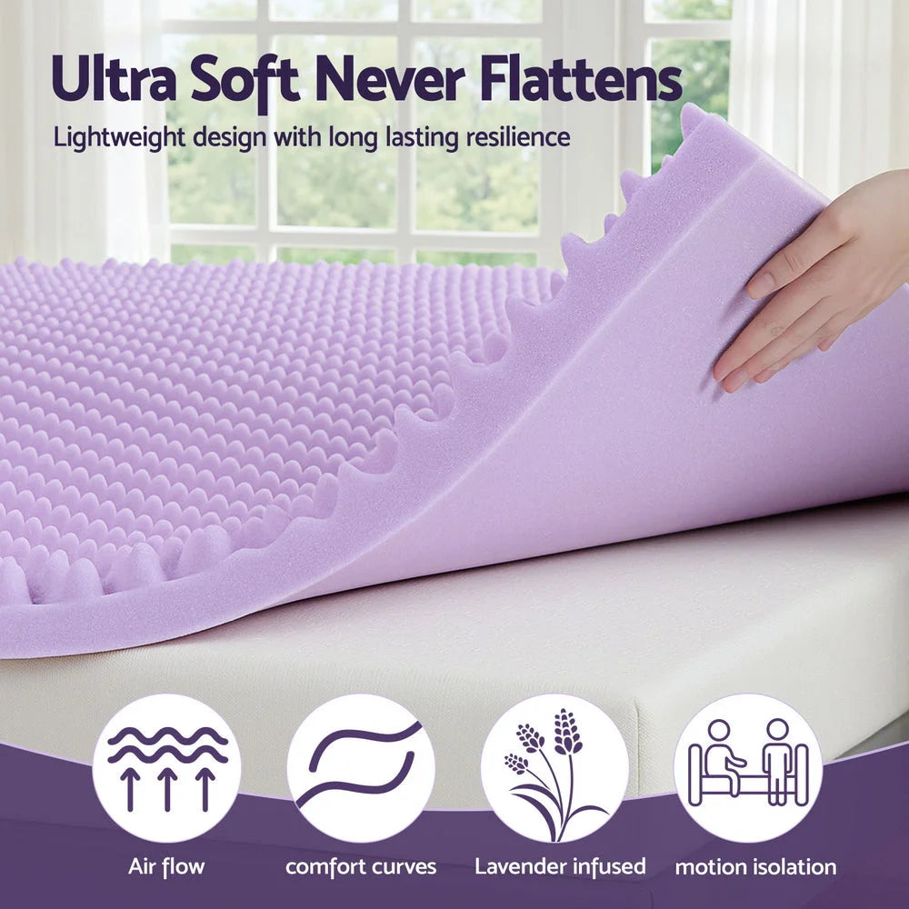 Giselle 5cm Memory Foam Mattress Topper Lavender Infused