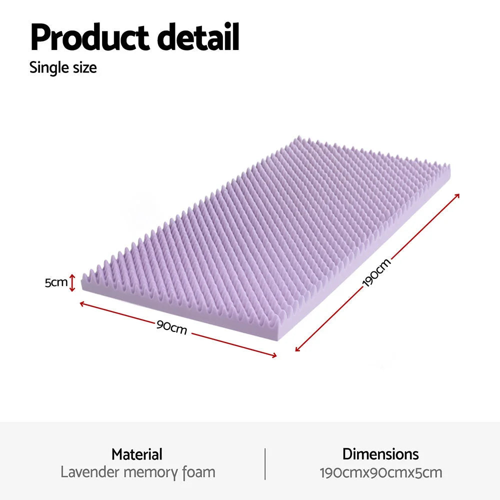 Giselle 5cm Memory Foam Mattress Topper Lavender Infused