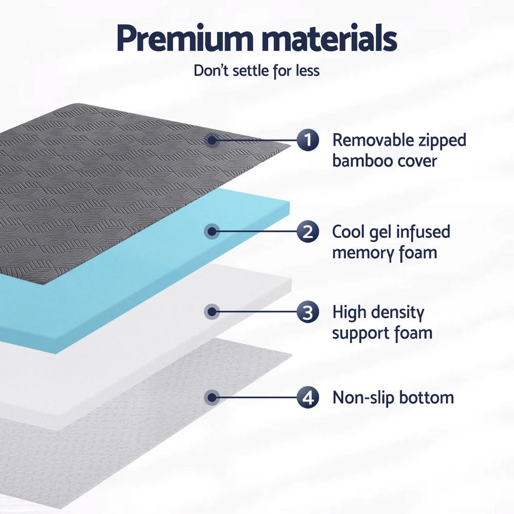 Giselle 8cm Memory Foam Mattress Topper Gel Dual Layer Foam