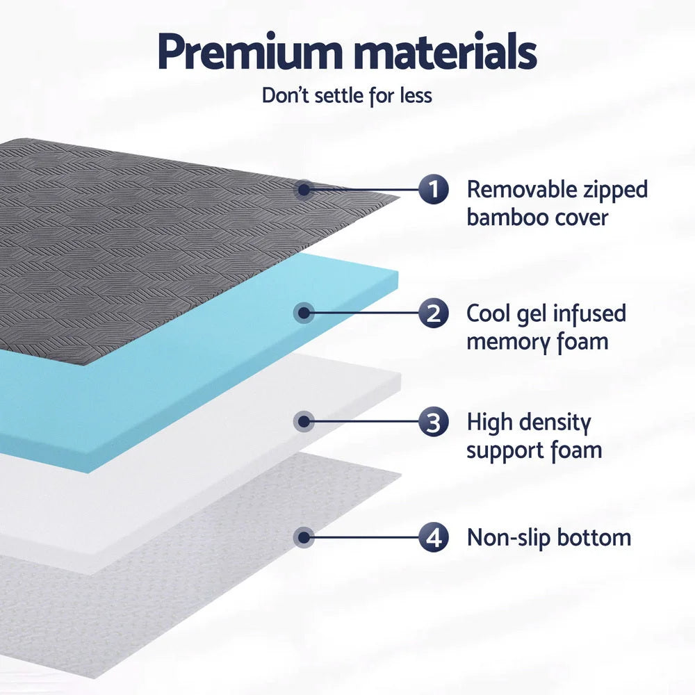 Giselle 8cm Memory Foam Mattress Topper Gel Dual Layer Foam