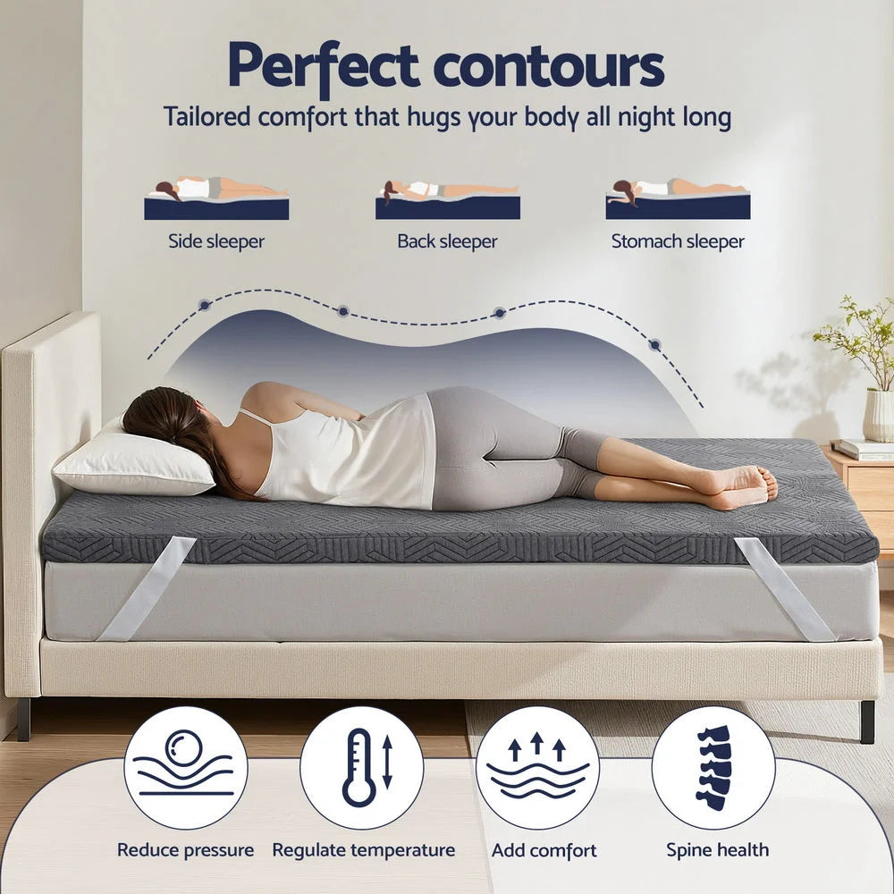 Giselle 8cm Memory Foam Mattress Topper Gel Dual Layer Foam