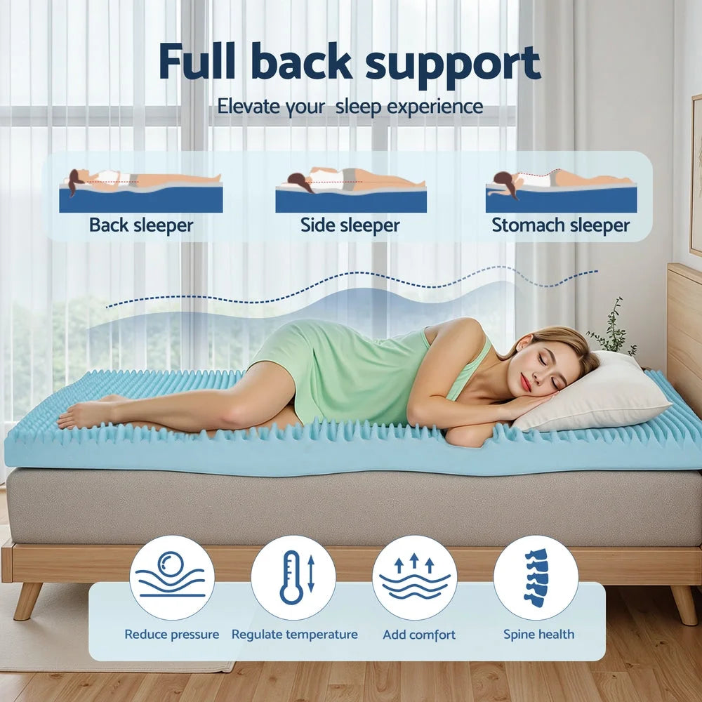 Giselle 8cm Memory Foam Mattress Topper Gel Egg Crate Foam