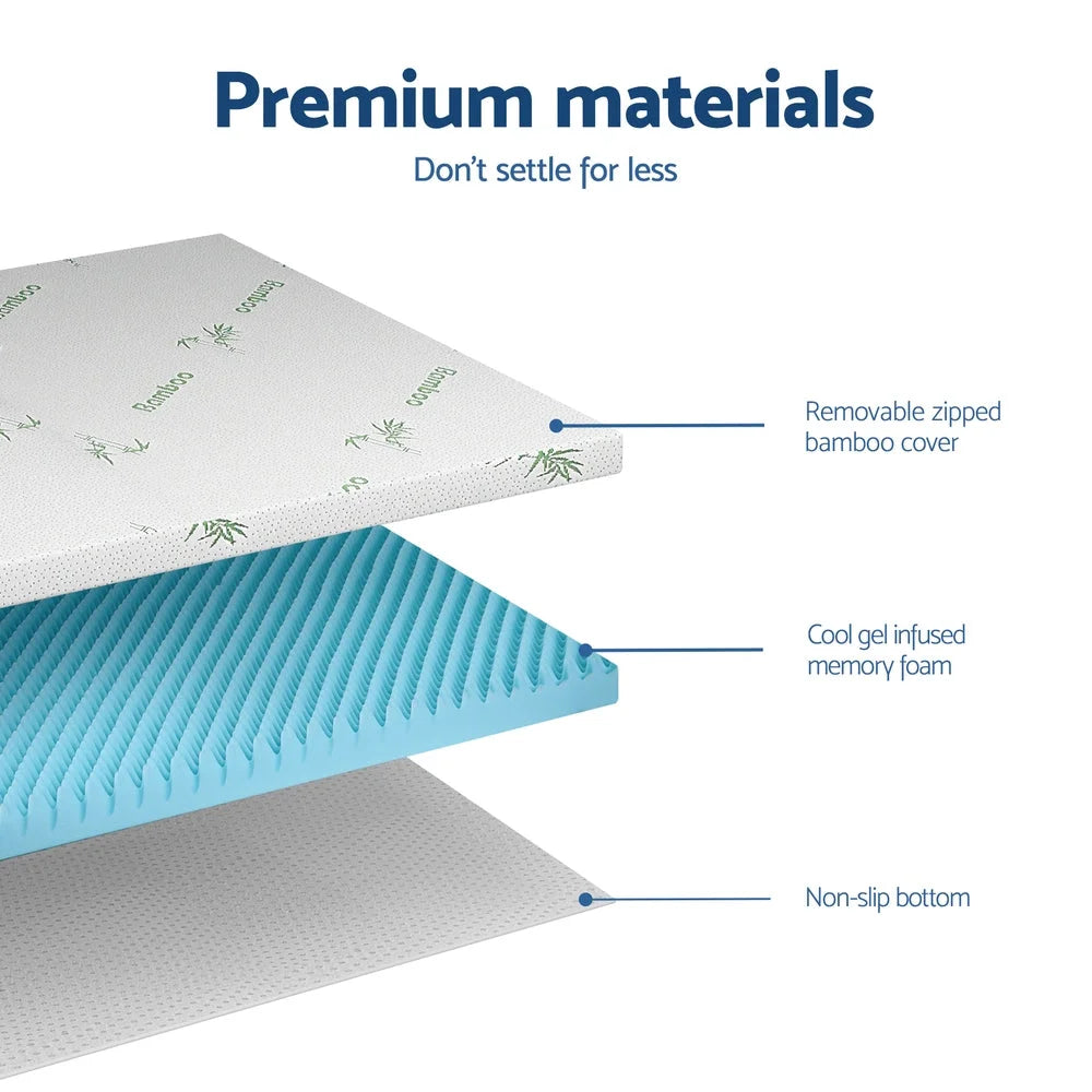 Giselle 8cm Memory Foam Mattress Topper Gel Egg Crate Foam