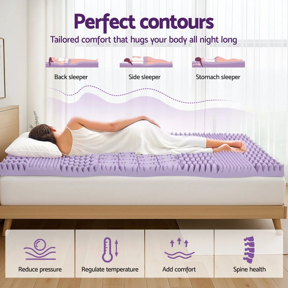 Giselle 8cm Memory Foam Mattress Topper Lavender Infused