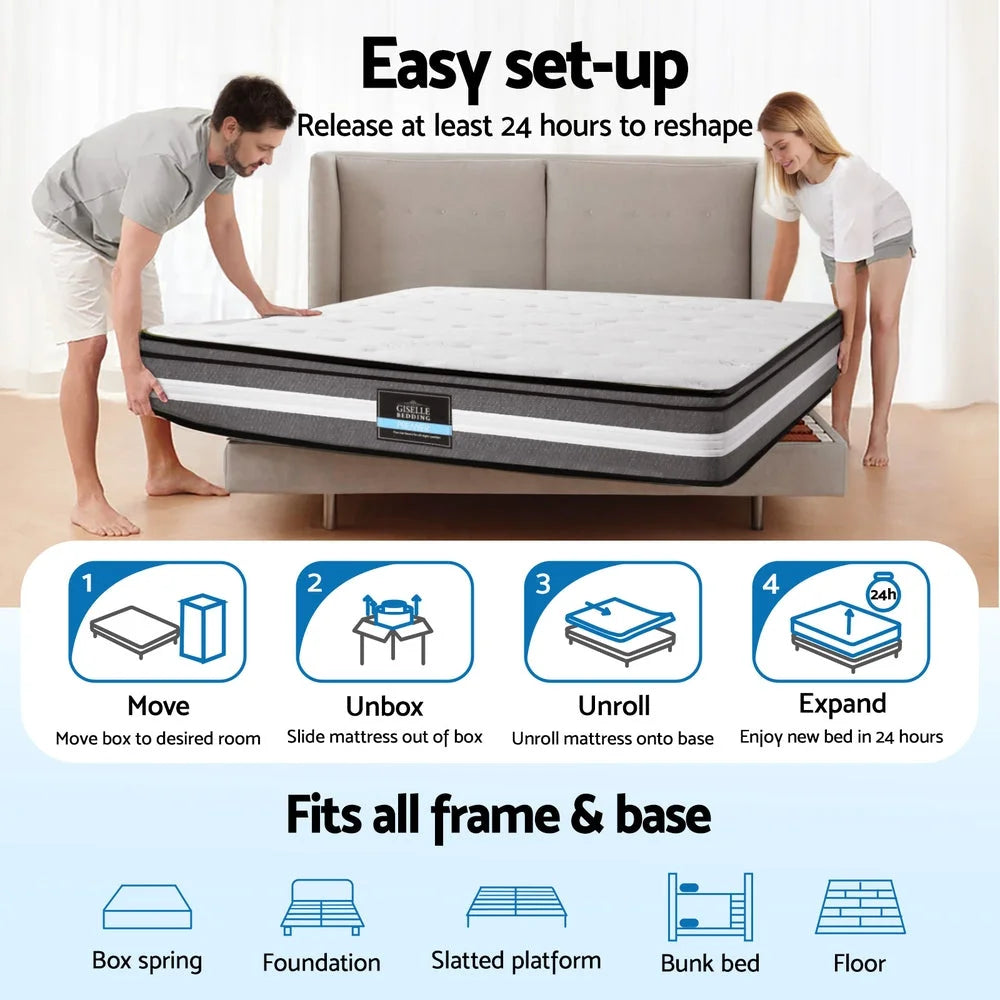 Giselle Bedding 30cm Mattress Gel Foam Pocket Spring Single