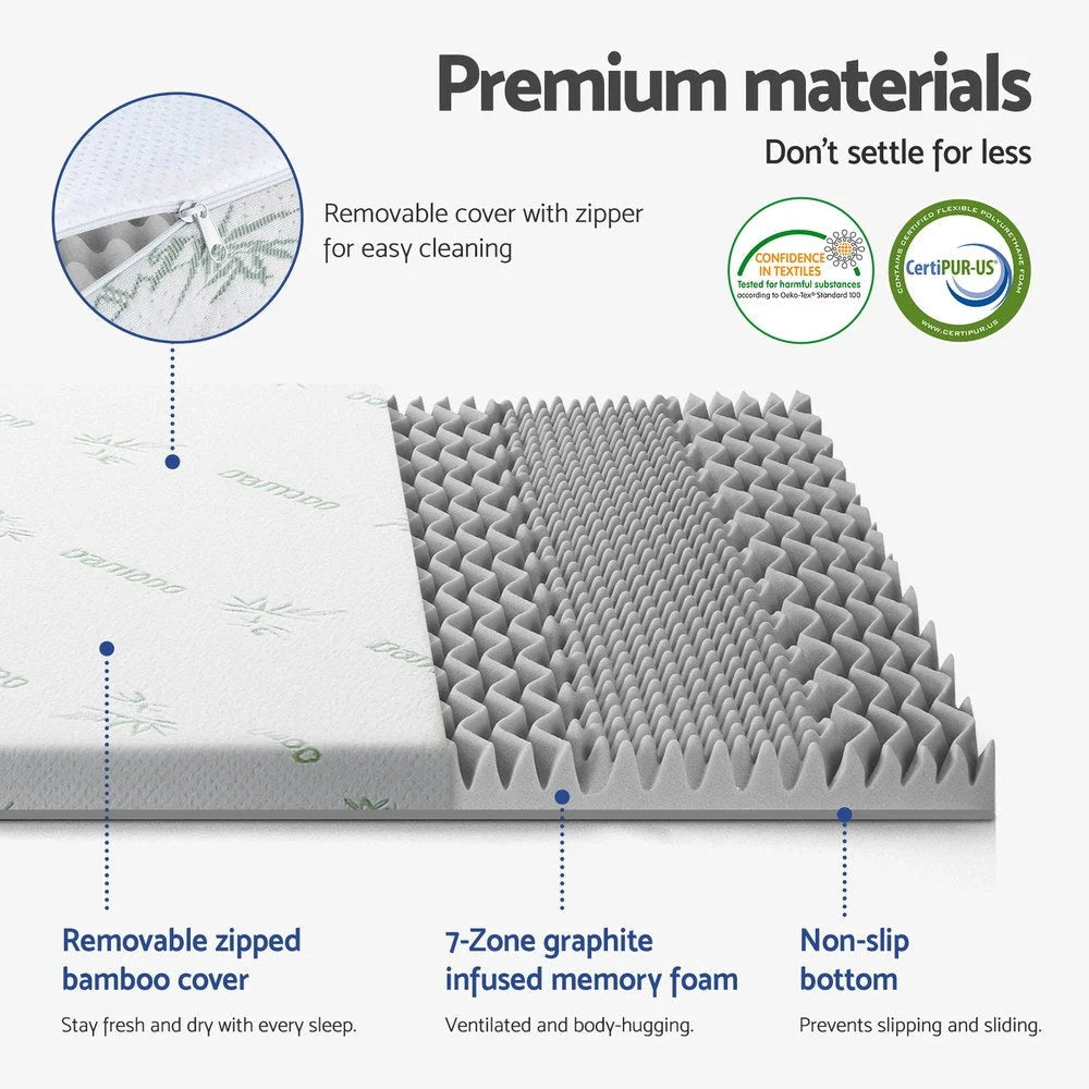 Giselle Bedding 8cm Memory Foam Mattress Topper 7-Zone