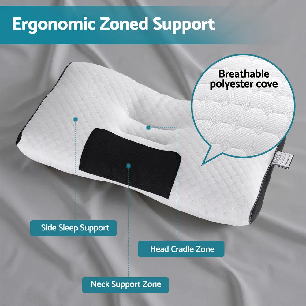 48x73cm bedding contour pillow with front fabric panel and stitched edging