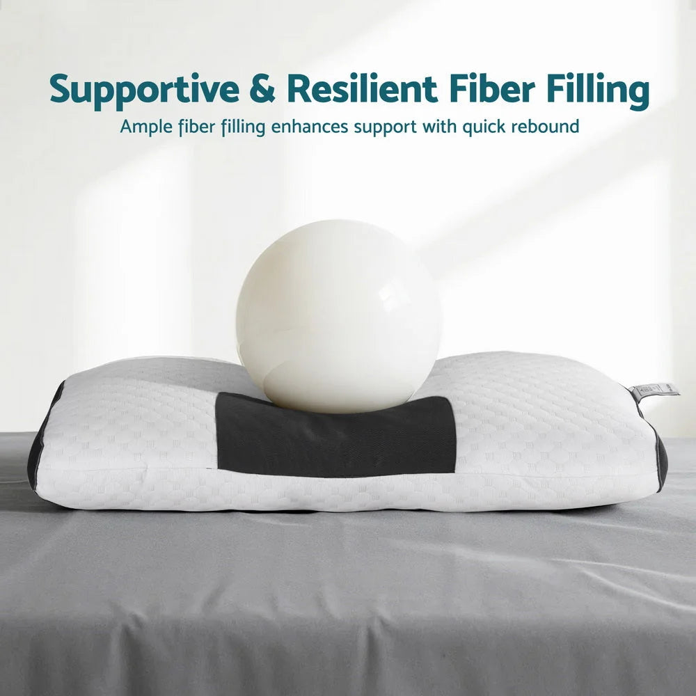 Bedding contour pillow with fabric finish and stitched edge detail