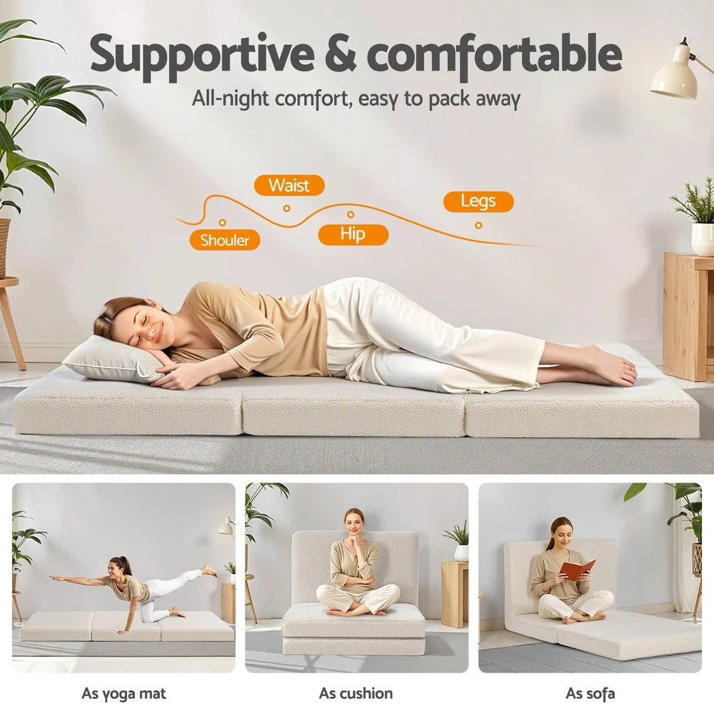 Foldable Mattress Fleece Portable 3 fold