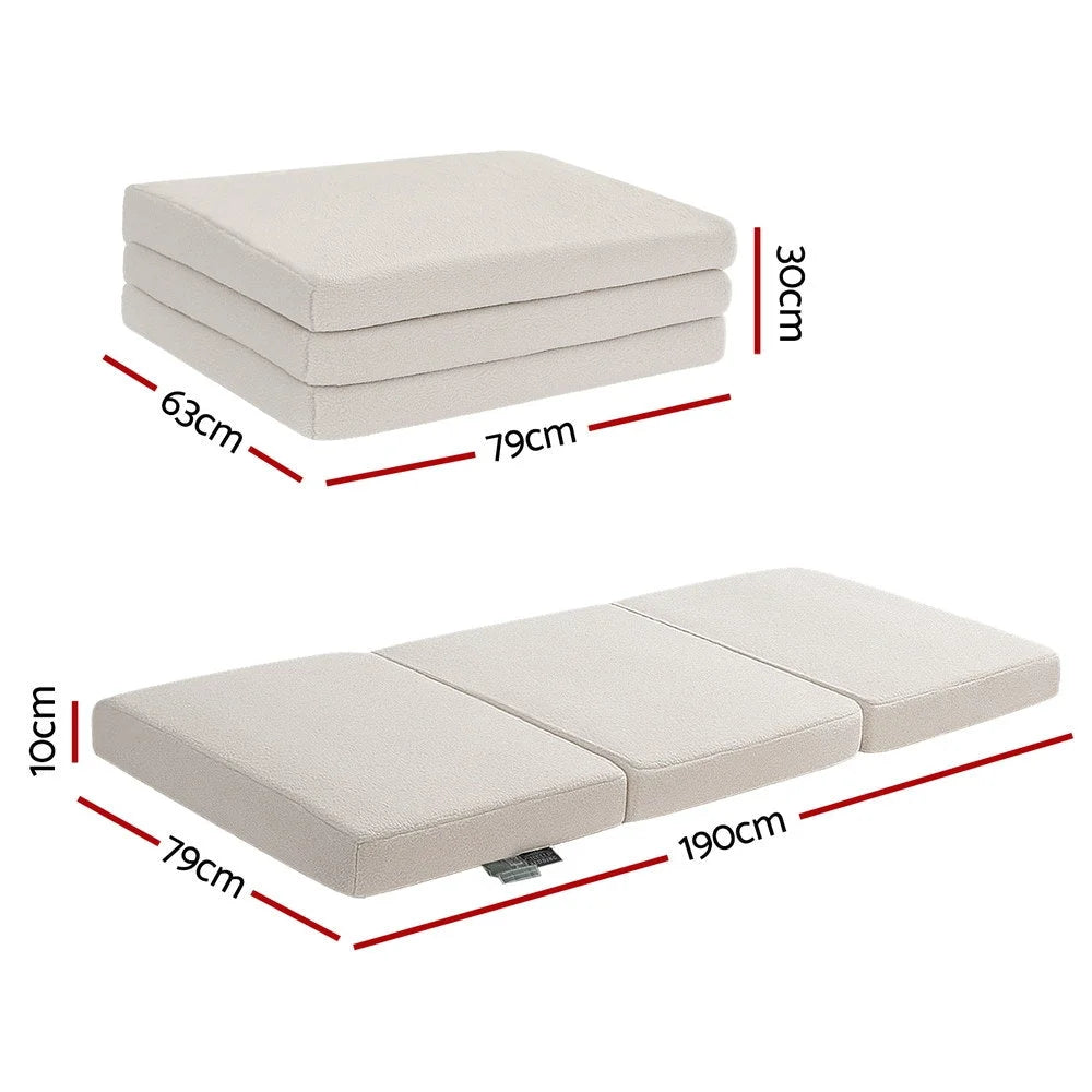 Foldable Mattress Fleece Portable 3 fold Folding Foam Mattresses