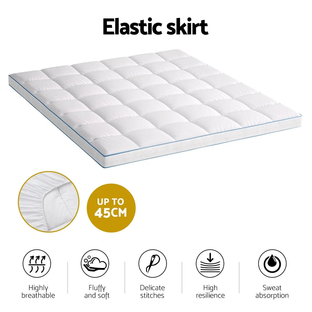 Bamboo 10cm mattress topper with bedroom mattress cover and side stitching