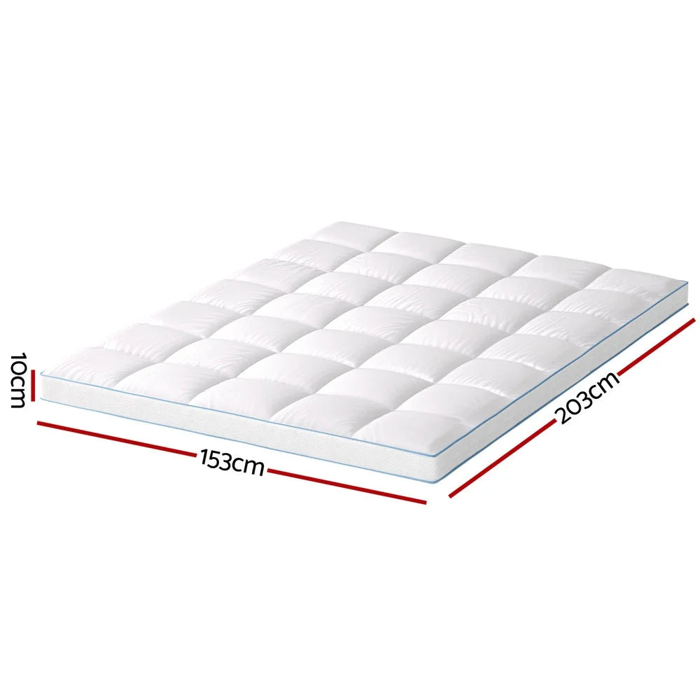 Bamboo 10cm mattress topper with side edge stitching and layered fabric