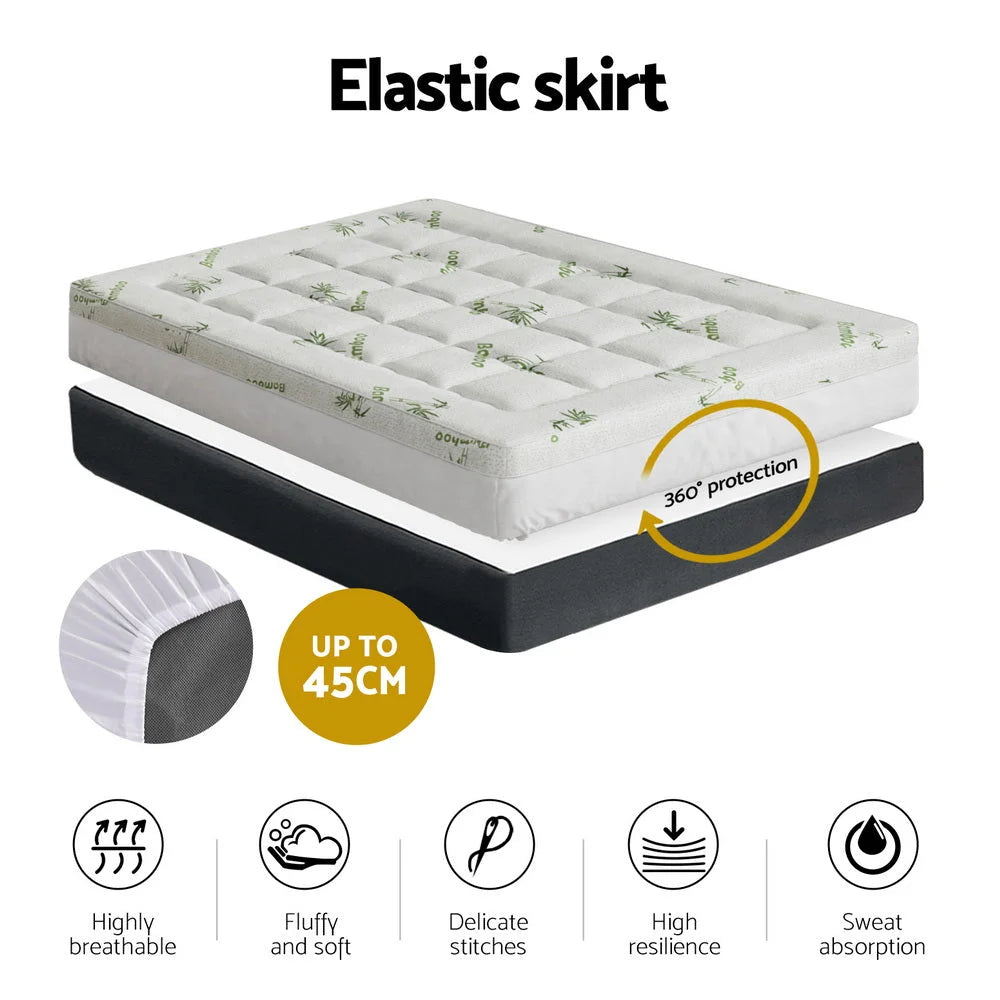 Giselle Bedding Mattress Topper Pillowtop Bamboo 7.5cm
