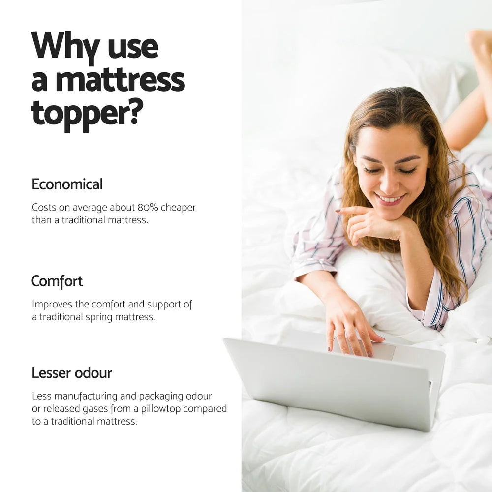 Mattress topper with pocket spring construction and fabric cover