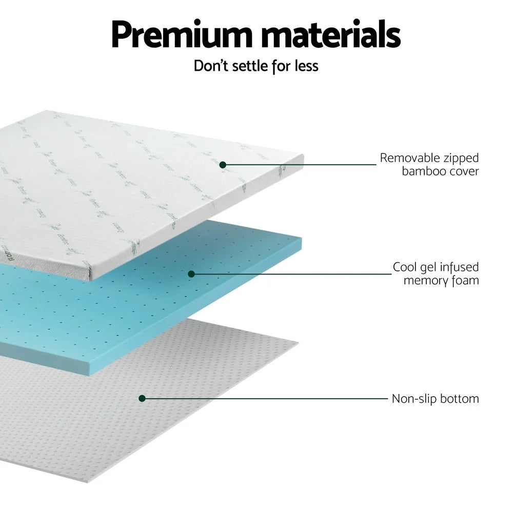 Mattress with foam topper ventilated cool gel