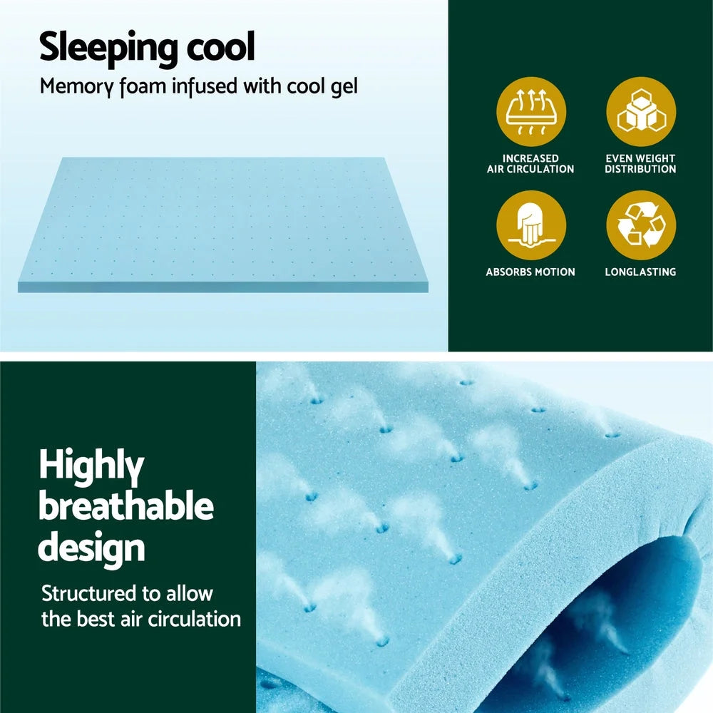 Single cool gel memory foam mattress topper