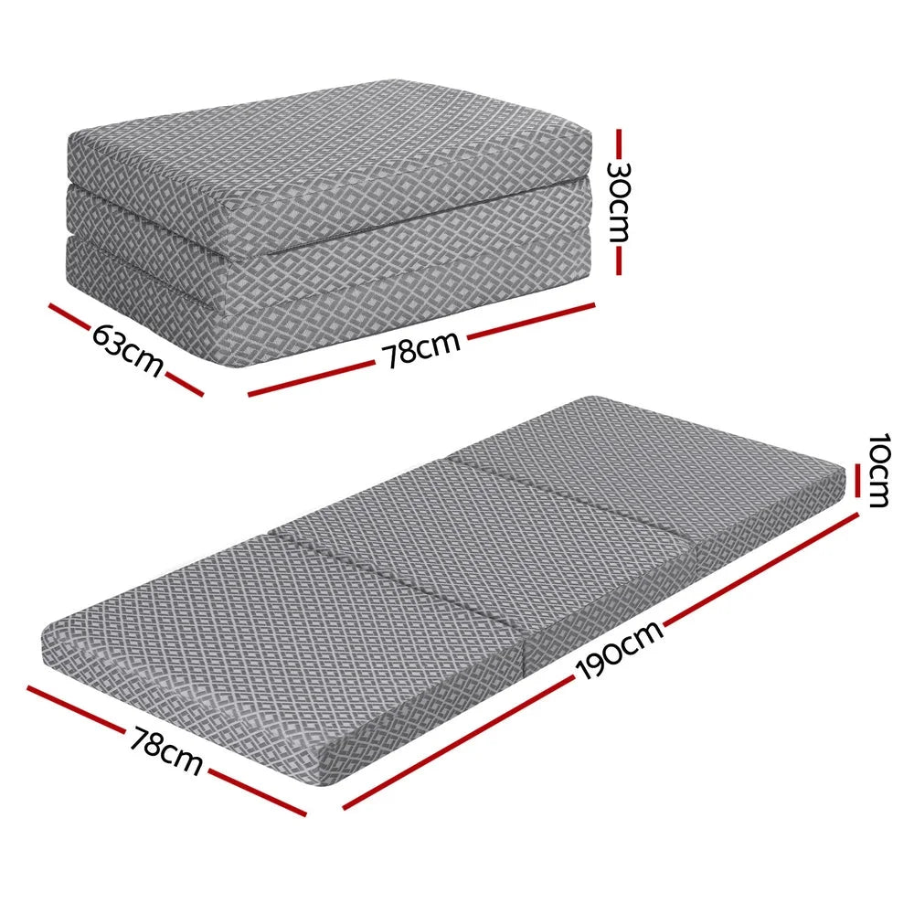 Mattress with foldable folding sofa bed trifold