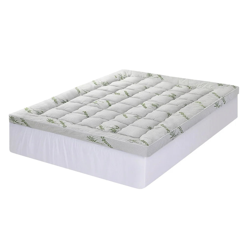 Bamboo 11cm mattress topper with mattress cushioning and stitched sides