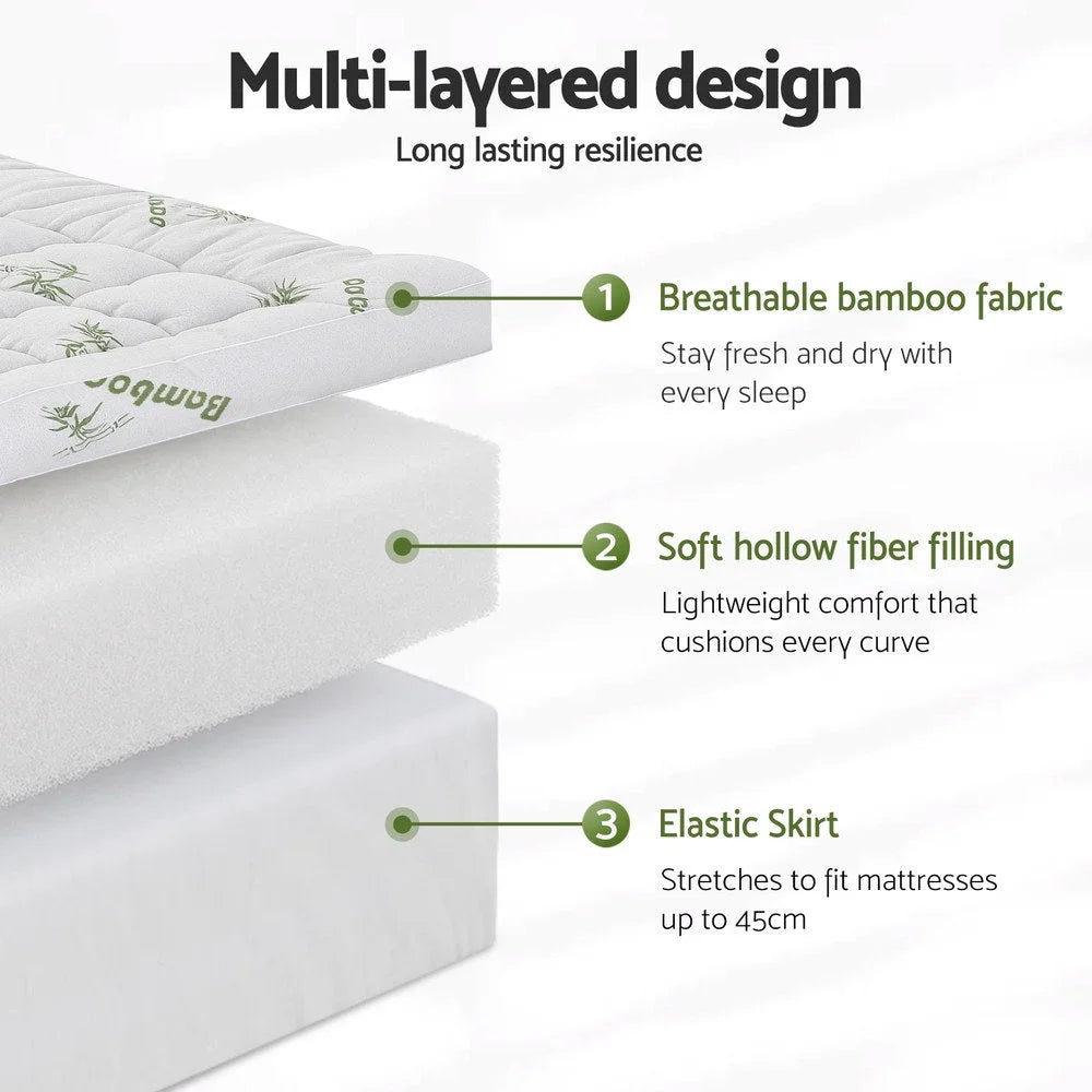 Bamboo 11cm mattress topper with cooling gel layer and cover texture