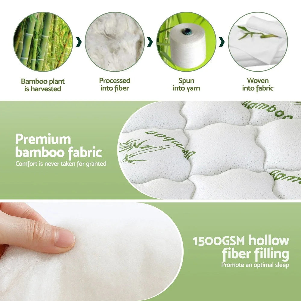 Bamboo 11cm mattress topper with rolled foam edge and fabric casing