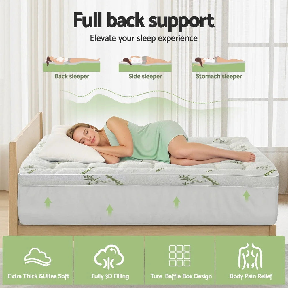 Giselle Mattress Topper 11cm Pillowtop toppers Bamboo Single furniture